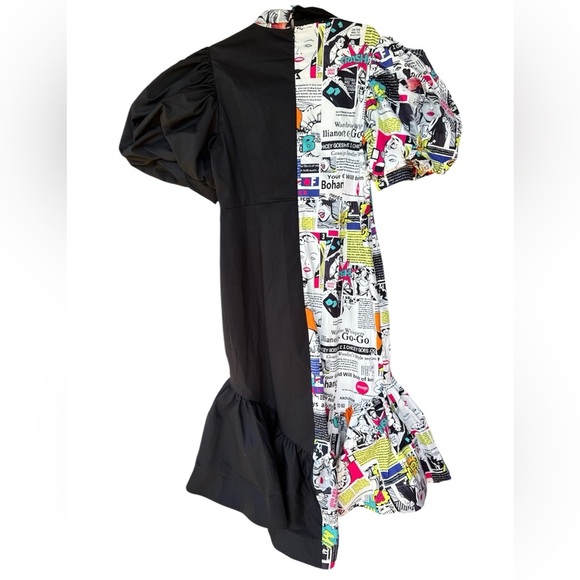 Comic Print Colorblock Puff Sleeve Dress XL - Picture 4 of 10